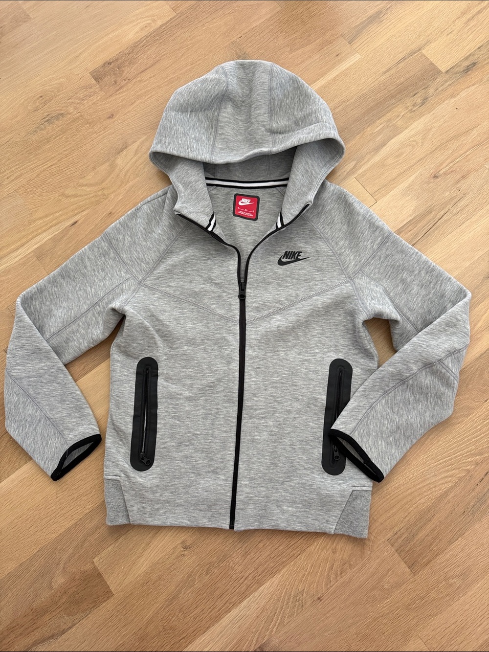 Nike Kids Gray Tech Fleece Hooded Full-Zip Puffer Jacket